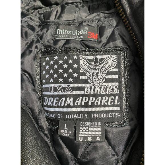 NWOT Women’s Black Fringe Leather Motorcycle Jacket Size Large Rose Inserts - Picture 6 of 15